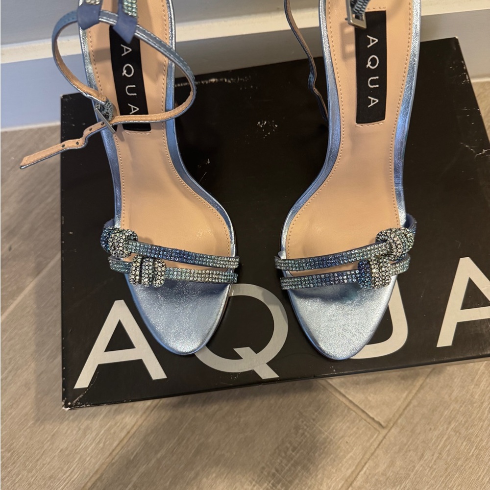 Aqua Shimmering Blue Heels - Picture 5 of 8